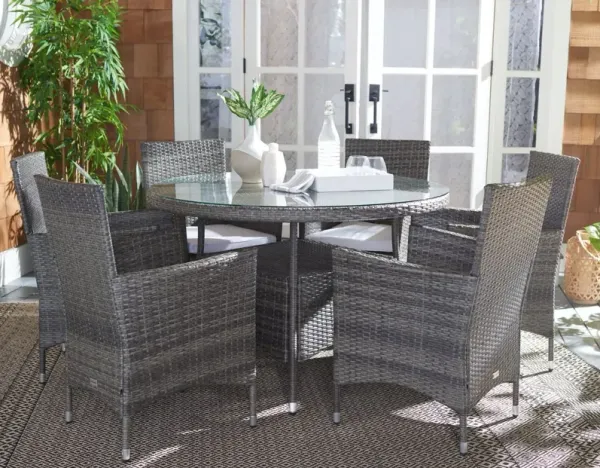 Quinlan 7 Pc Outdoor Wicker Dining Set