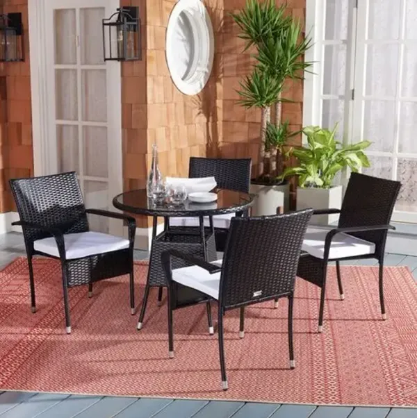 Kasian 5 Pc Outdoor Wicker Dining Set - Black
