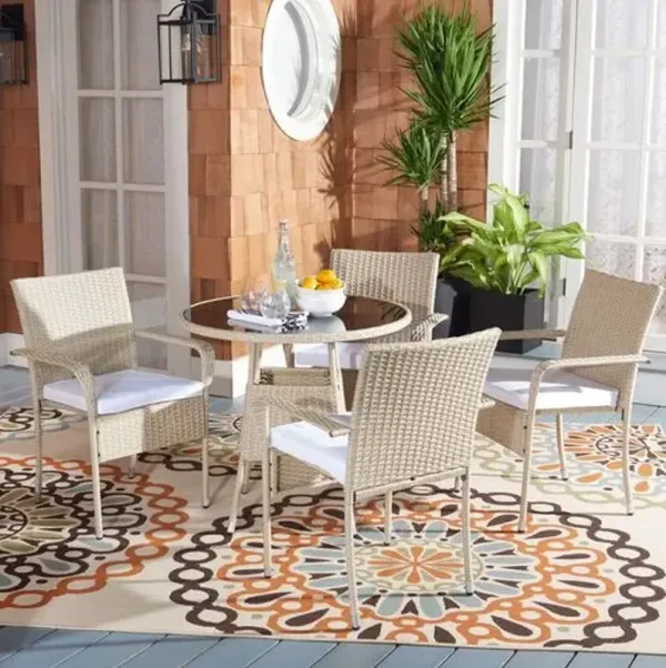 Kasian 5 Pc Outdoor Wicker Dining Set - Beige
