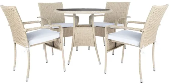 Kasian 5 Pc Outdoor Wicker Dining Set - Beige