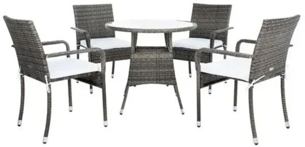 Kasian 5 Pc Outdoor Wicker Dining Set - Gray