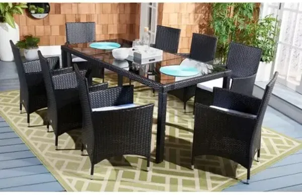 Brixton 9 Pc Outdoor Wicker Dining Set - Black