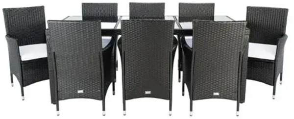 Brixton 9 Pc Outdoor Wicker Dining Set - Black