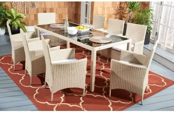 Brixton 9 Pc Outdoor Wicker Dining Set - Beige