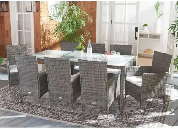 Brixton 9 Pc Outdoor Wicker Dining Set - Gray