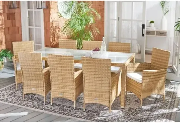 Brixton 9 Pc Outdoor Wicker Dining Set - Brown