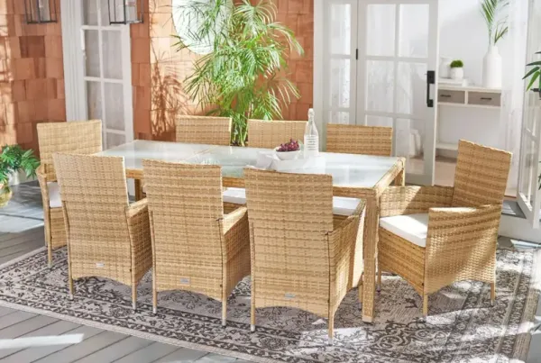 Brixton 9 Pc Outdoor Wicker Dining Set