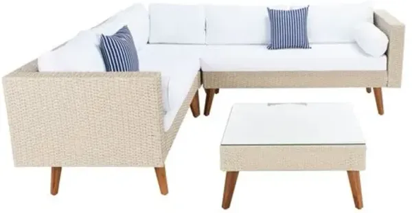 Calloway 2 Pc Outdoor Wicker Sectional Set - Beige