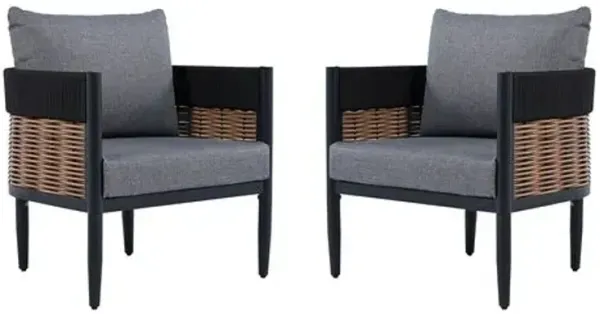 Set of 2 Cyprian Outdoor Rattan Rope Chairs - Black