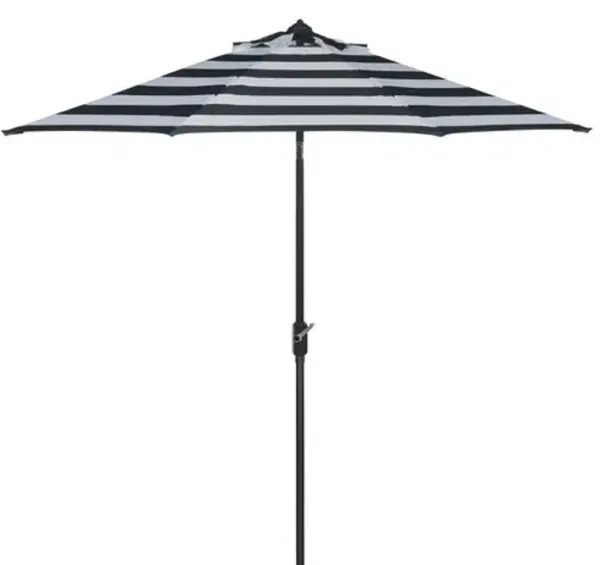 Elowis 9Ft Outdoor Stripe Crank Umbrella - Black