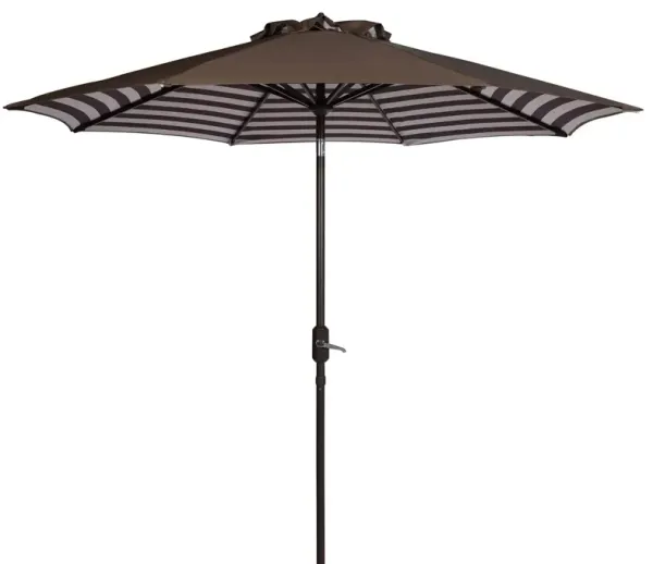 Kieran Outdoor 9Ft Solid/Stripe Crank Umbrella - Brown