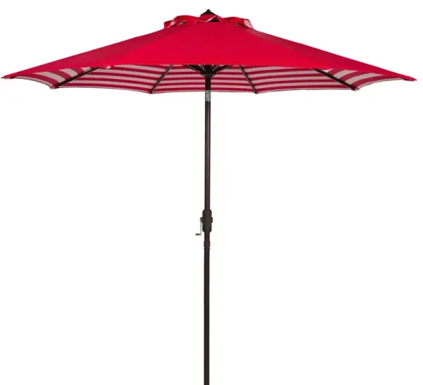 Kieran Outdoor 9Ft Solid/Stripe Crank Umbrella - Red