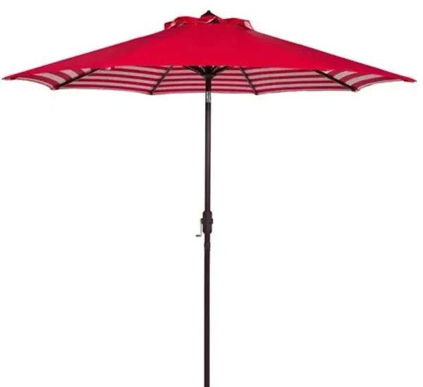 Kieran Outdoor 9Ft Solid/Stripe Crank Umbrella - Red