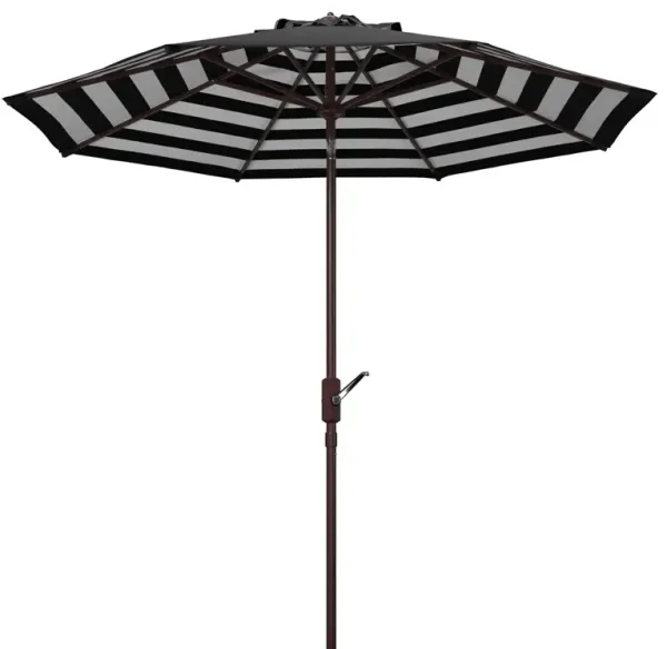 Kieran Outdoor 9Ft Solid/Stripe Crank Umbrella - Black