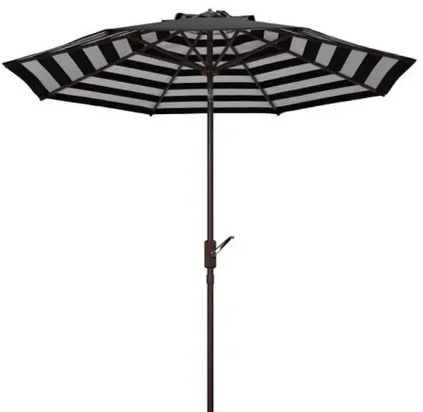 Kieran Outdoor 9Ft Solid/Stripe Crank Umbrella - Black