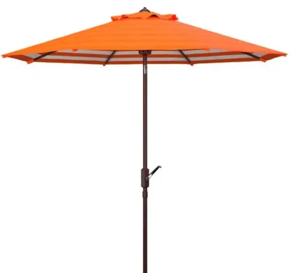 Kieran Outdoor 9Ft Solid/Stripe Crank Umbrella - Orange