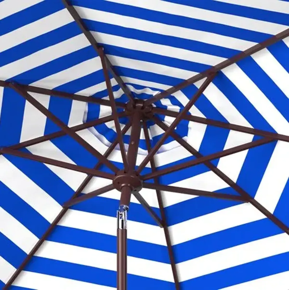 Kieran Outdoor 9Ft Solid/Stripe Crank Umbrella - Blue