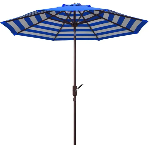 Kieran Outdoor 9Ft Solid/Stripe Crank Umbrella - Blue