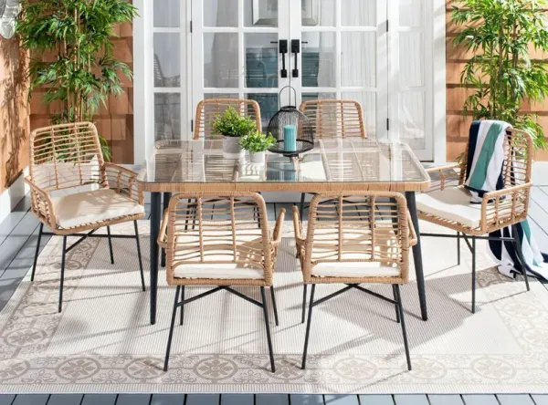 Jorren 7 Pc Outdoor Rattan Dining Set
