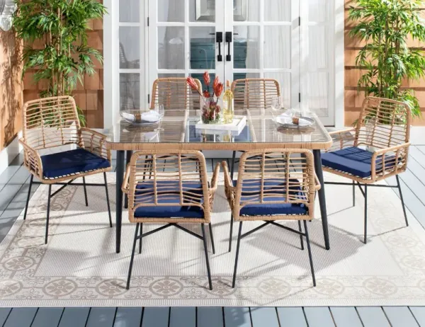 Jorren 7 Pc Outdoor Rattan Dining Set