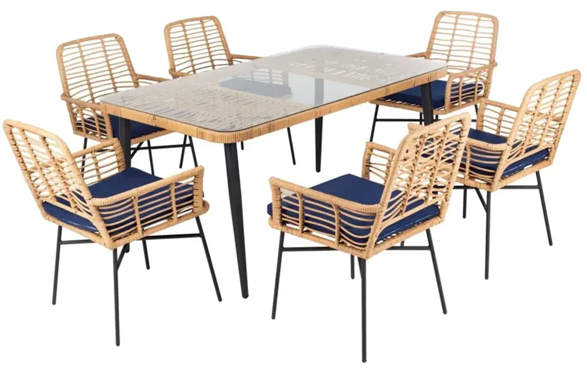 Jorren 7 Pc Outdoor Rattan Dining Set