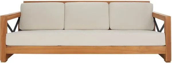 Delphine Outdoor Teak Patio Sofa, Natural/Beige