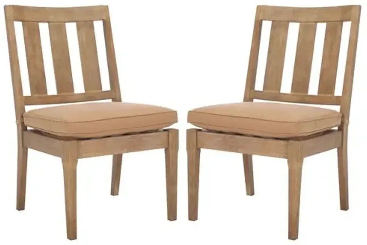 Set of 2 Weylin Outdoor Eucalyptus Dining Chairs - Brown