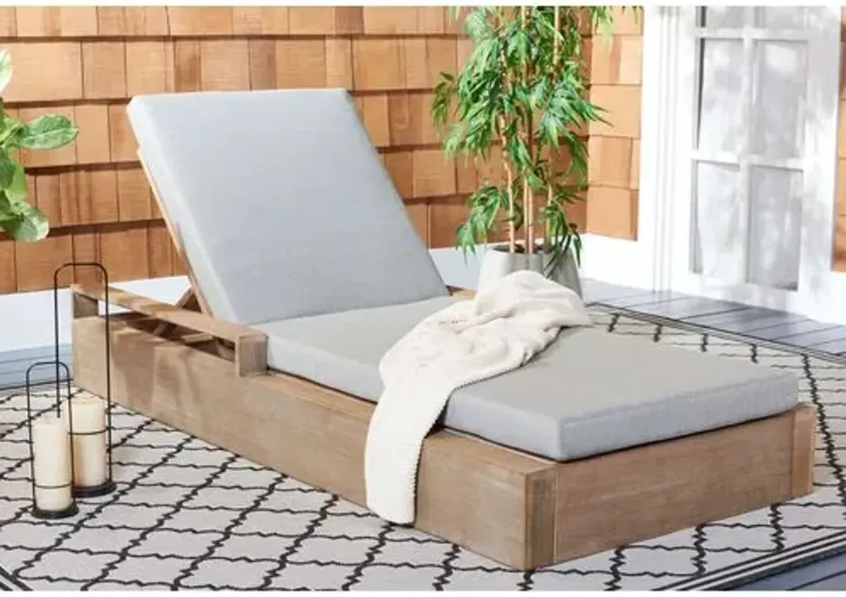 Lunara Outdoor Eucalyptus Chaise Lounge Chair - Natural/Light Grey - Brown - Comfortable, Sturdy, Stylish