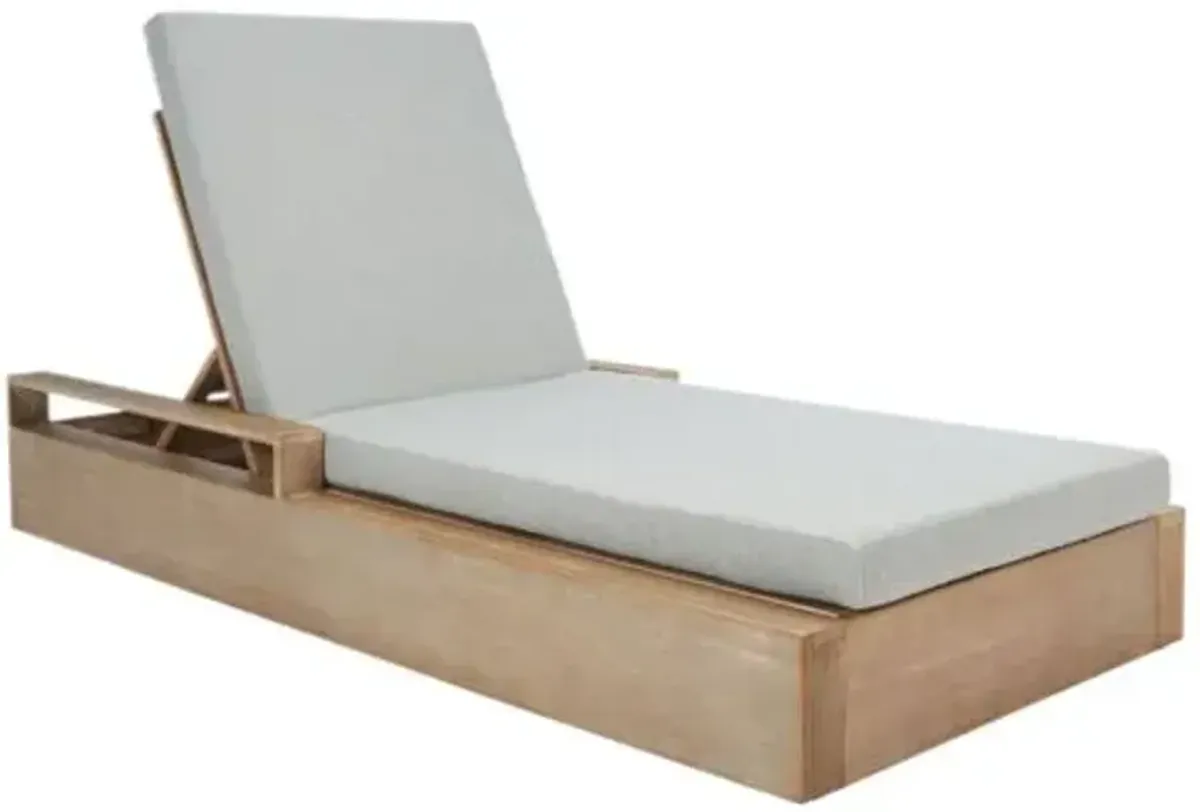 Lunara Outdoor Eucalyptus Chaise Lounge Chair - Natural/Light Grey - Brown - Comfortable, Sturdy, Stylish