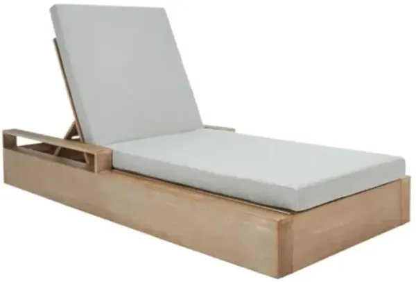 Lunara Outdoor Eucalyptus Chaise Lounge Chair - Natural/Light Grey - Brown - Comfortable, Sturdy, Stylish