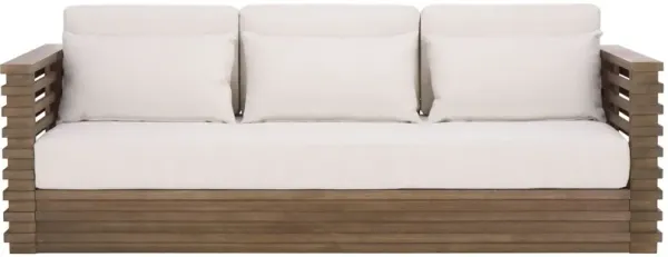 Lorien Outdoor Eucalyptus Patio Sofa, Natural/White