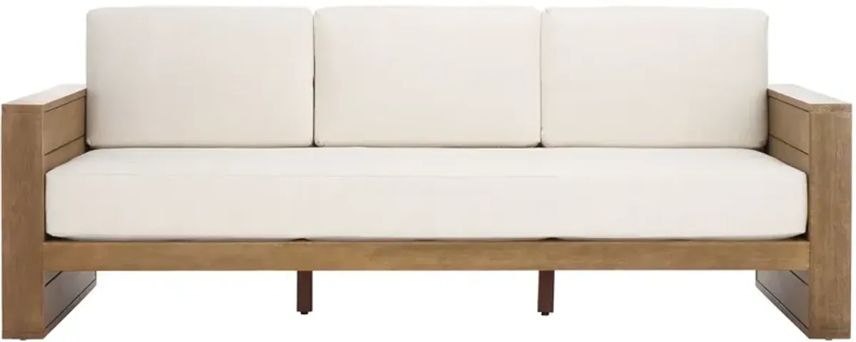 Hale Outdoor Eucalyptus Patio Sofa, Natural/Beige