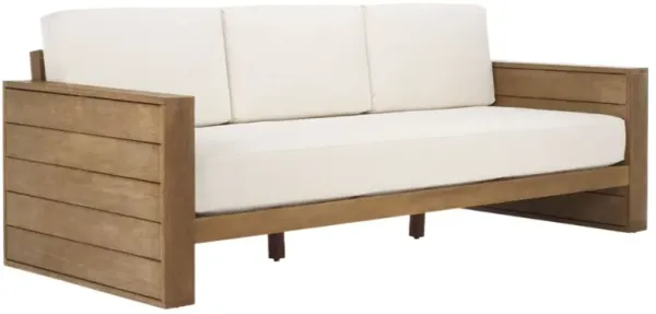 Hale Outdoor Eucalyptus Patio Sofa, Natural/Beige