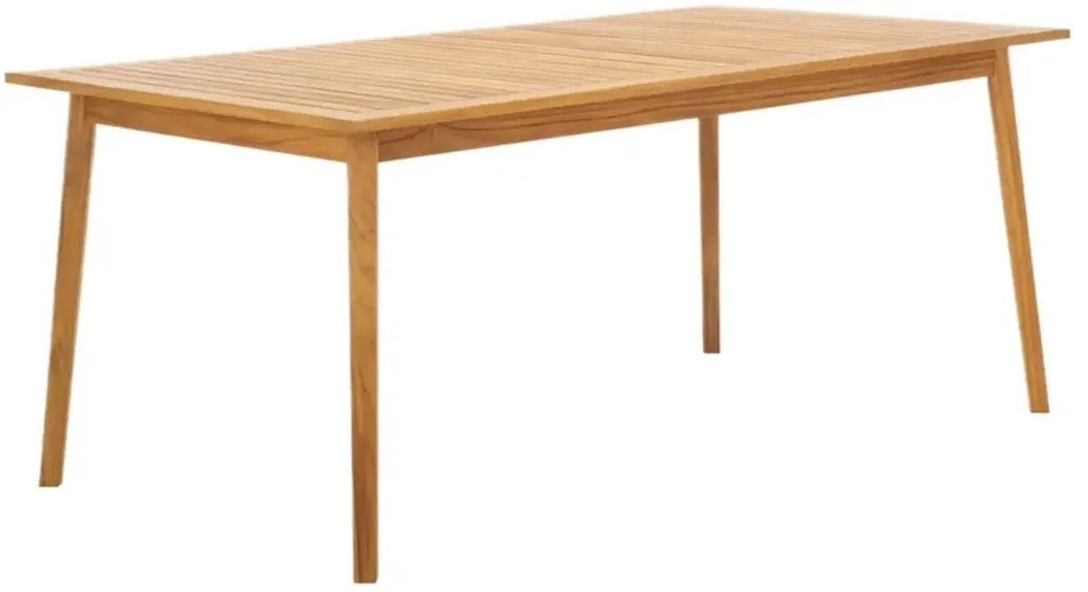 Quillon Outdoor Teak Dining Table, Natural