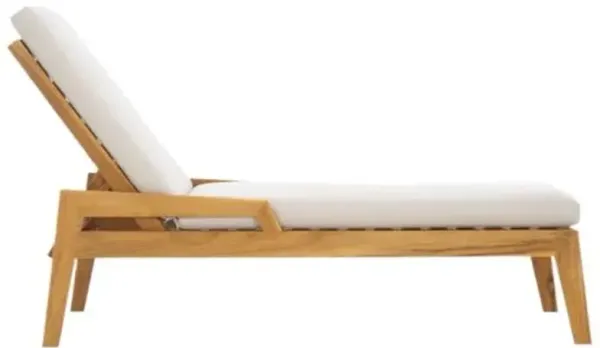Nyx Outdoor Teak Chaise Lounge - Natural/White - Brown - Comfortable, Sturdy, Stylish