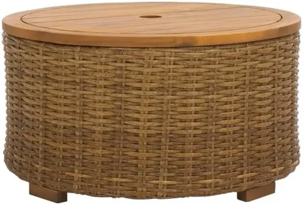 Emrys Outdoor Wicker Storage Coffee Table - Brown