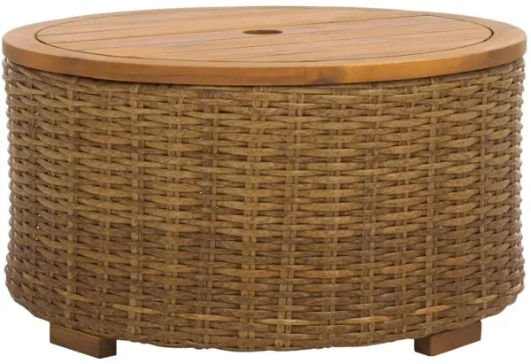 Emrys Outdoor Wicker Storage Coffee Table