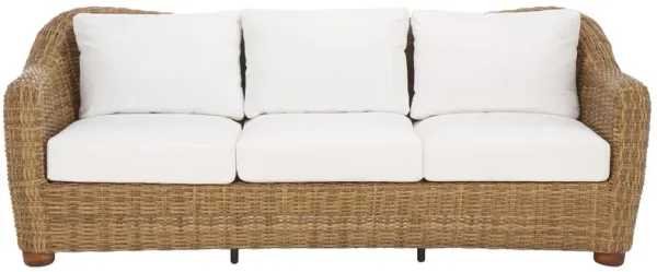 Renata Outdoor Wicker Patio Sofa, Natural/White