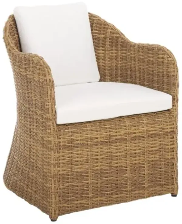 Renata Outdoor Wicker Dining Chair - Natural/White - Brown