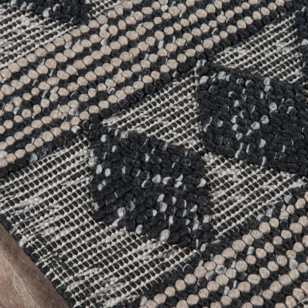 Diaz Hand Woven Wool/Viscose Rug, Charcoal