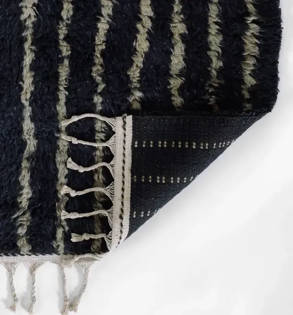 Lassi Hand Woven Wool Rug, Navy