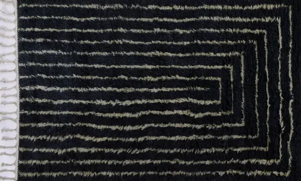 Lassi Hand Woven Wool Rug, Navy