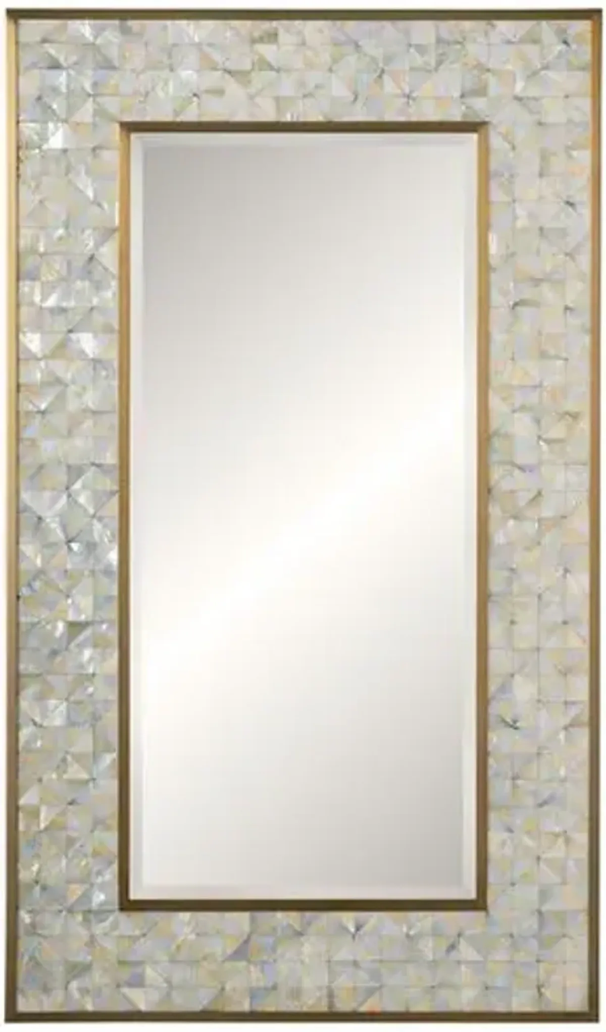 Tuney 29" x 49" Mother Of Pearl Wall Mirror - White/Grey