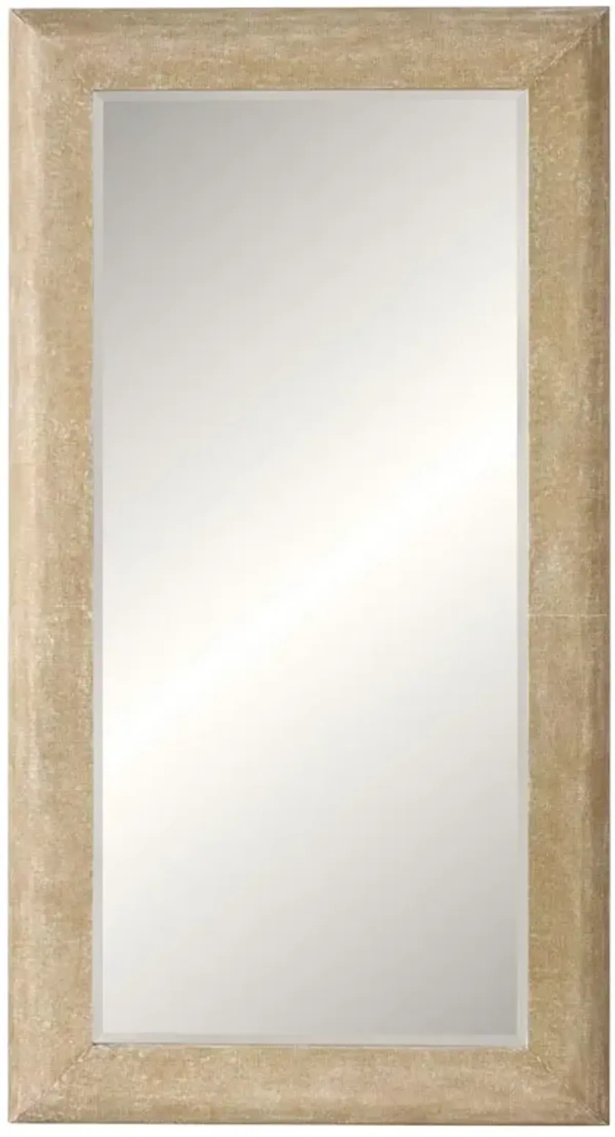 Olyndra 42" x 78" Linen Floor Mirror, Gold/White