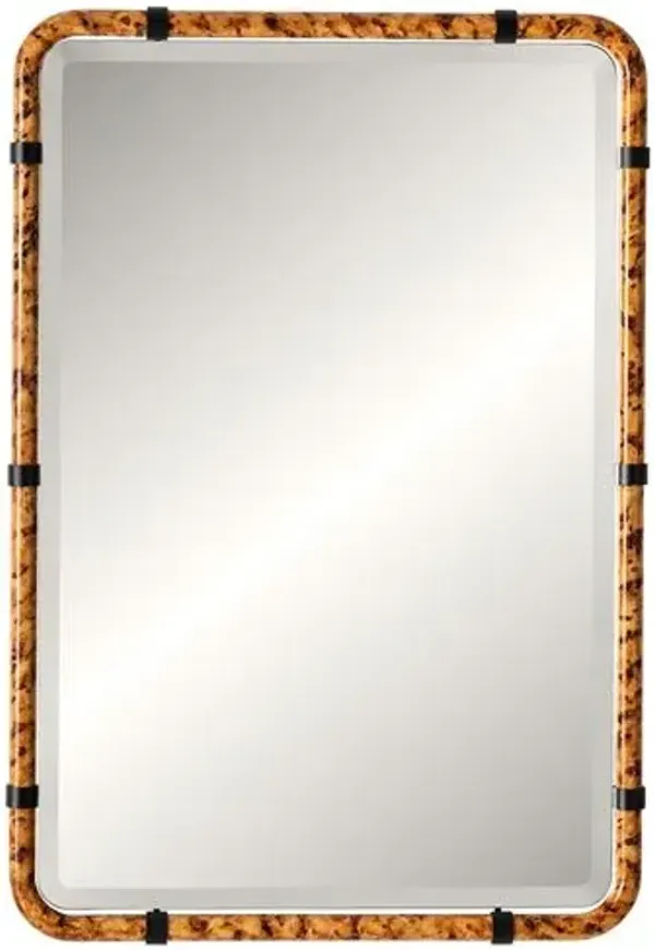 Valoryn 24" x 35" Bamboo Wall Mirror - Tortoise Shell