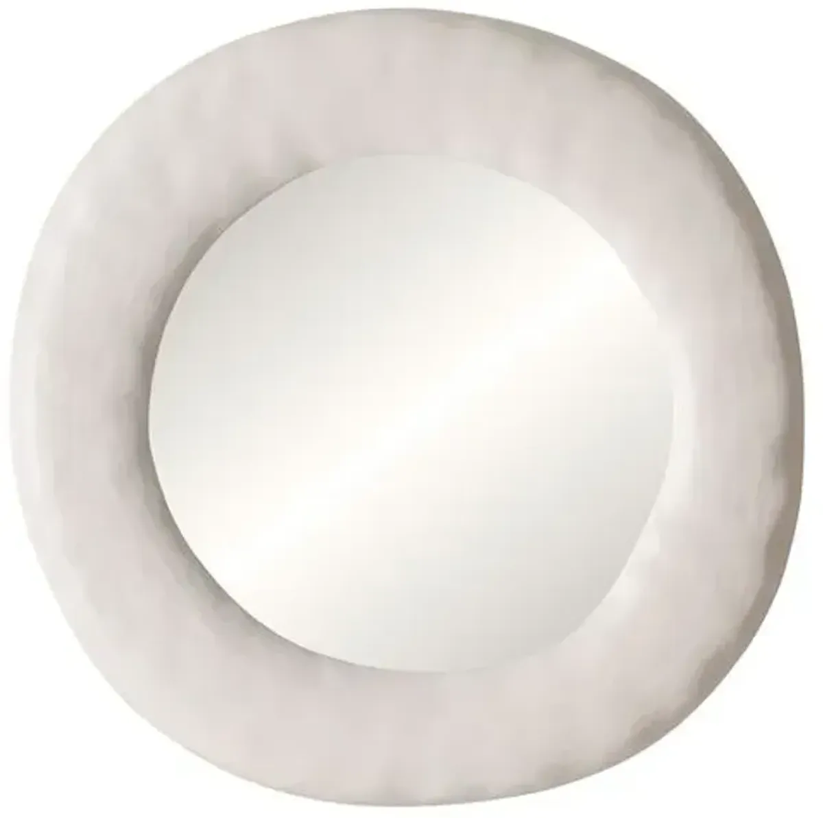 Eryka 29" Round Resin Wall Mirror - Museum White