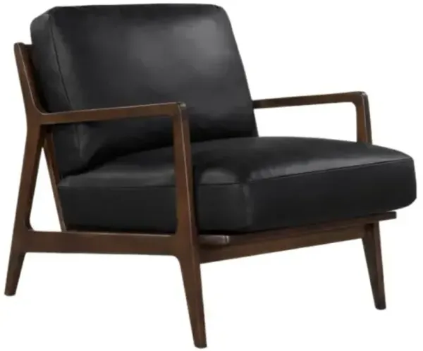 Elois Cane/Leather Accent Chair - Black, Comfortable, Durable, Cushioned