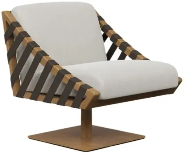 Juno Leather Swivel Chair - Harvest Natural Chenille/Dark Brown - Handcrafted