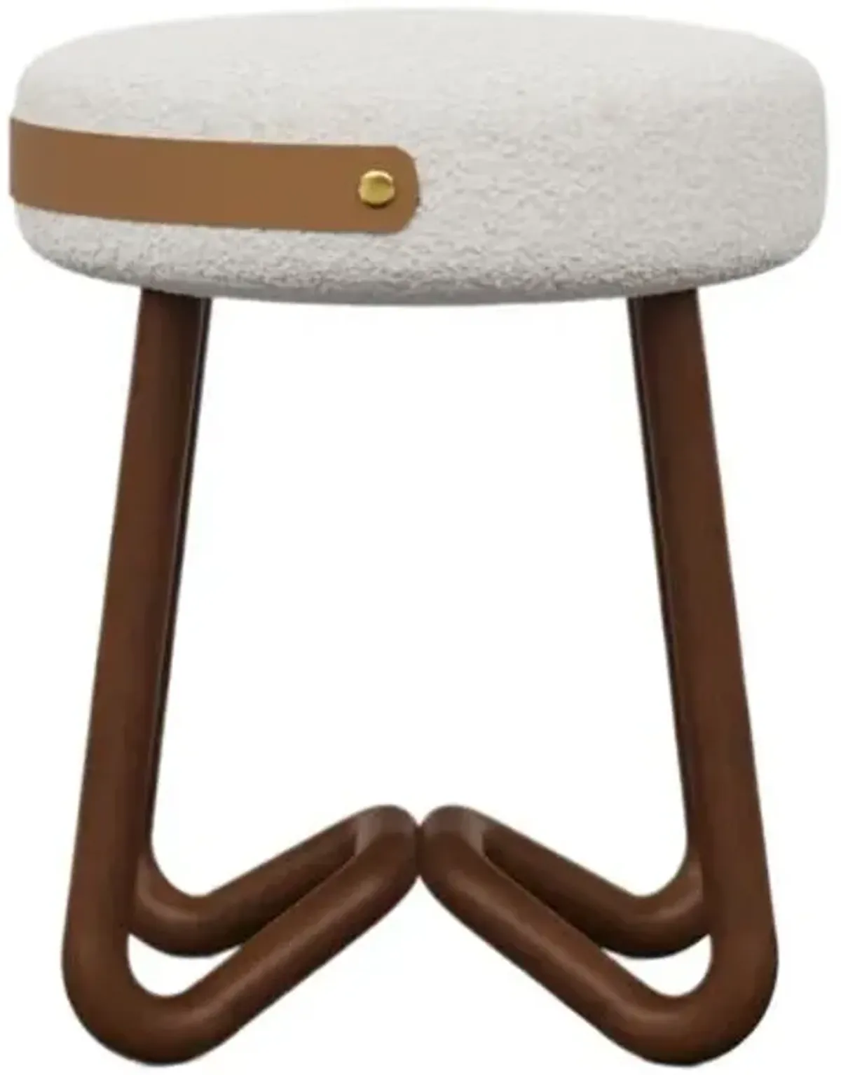 Modern Brazilian Boucle Upholstered Stool - Brown
