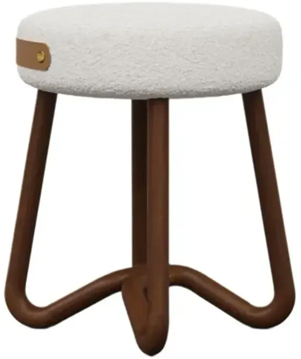 Modern Brazilian Boucle Upholstered Stool - Brown